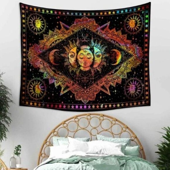 NEON BOHEMIAN SUN MOON UNIVERSE TAPESTRY. 150 * 200 - Picture 6 of 10
